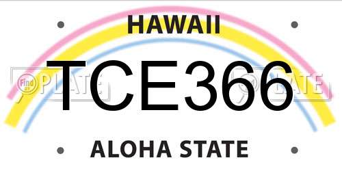 TCE366 Hawaii License Plate