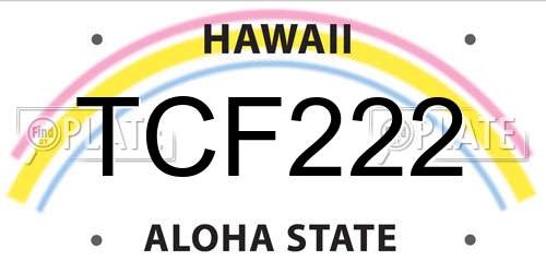 TCF222 Hawaii License Plate