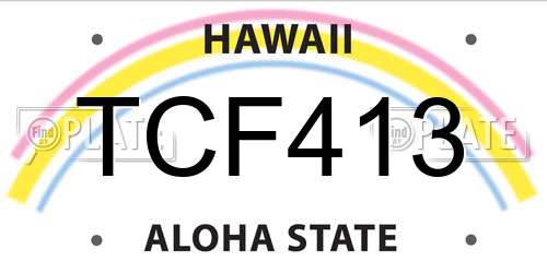 TCF413 Hawaii License Plate