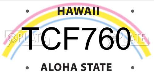 TCF760 Hawaii License Plate