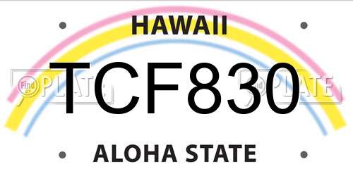 TCF830 Hawaii License Plate