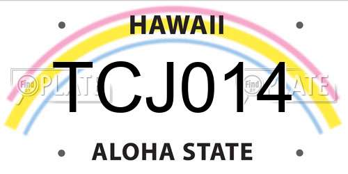 TCJ014 Hawaii License Plate