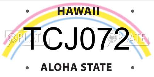 TCJ072 Hawaii License Plate