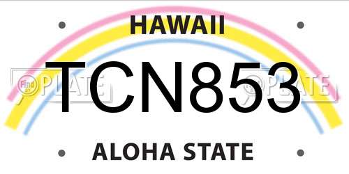 TCN853 Hawaii License Plate