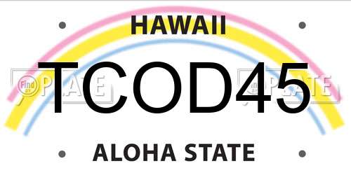 TCOD45 Hawaii License Plate