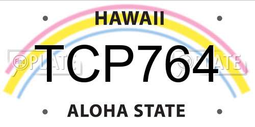 TCP764 Hawaii License Plate