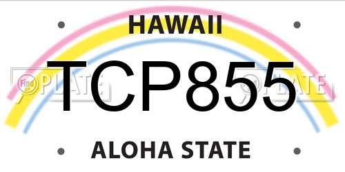TCP855 Hawaii License Plate