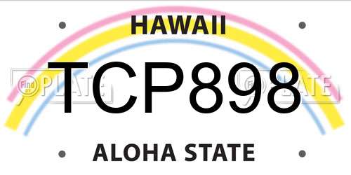TCP898 Hawaii License Plate