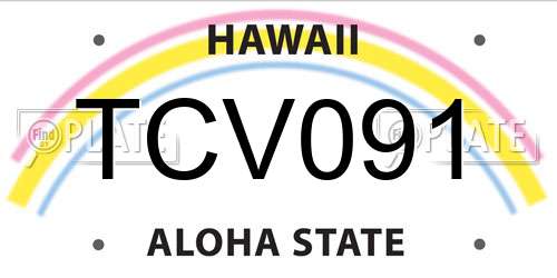 TCV091 Hawaii License Plate