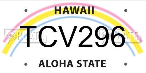 TCV296 Hawaii License Plate