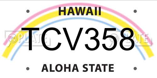 TCV358 Hawaii License Plate