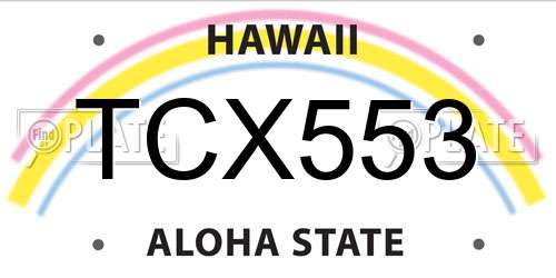 TCX553 Hawaii License Plate