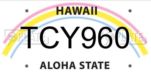 TCY960 Hawaii License Plate