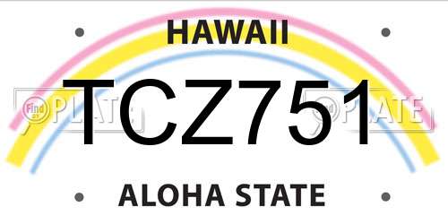 TCZ751 Hawaii License Plate