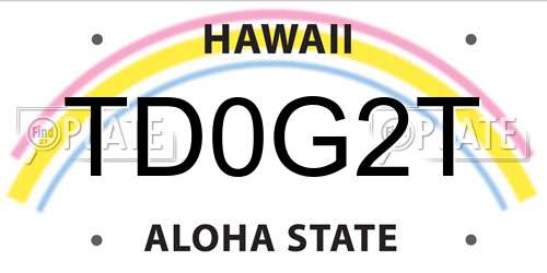 TD0G2T Hawaii License Plate
