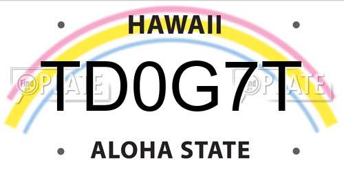 TD0G7T Hawaii License Plate