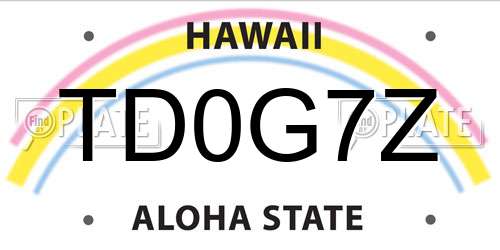 TD0G7Z Hawaii License Plate