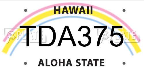 TDA375 Hawaii License Plate
