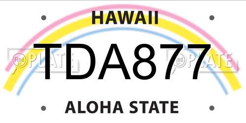 TDA877 Hawaii License Plate