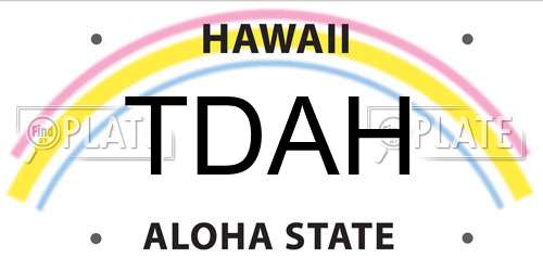TDAH Hawaii License Plate