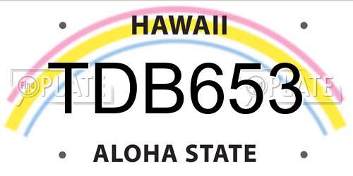 TDB653 Hawaii License Plate