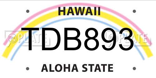 TDB893 Hawaii License Plate