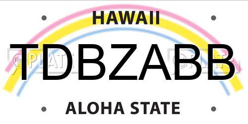 TDBZABB Hawaii License Plate