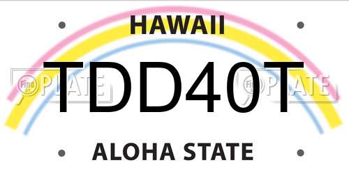 TDD40T Hawaii License Plate