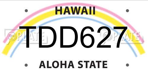 TDD627 Hawaii License Plate
