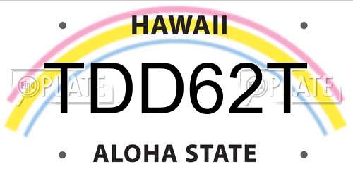 TDD62T Hawaii License Plate