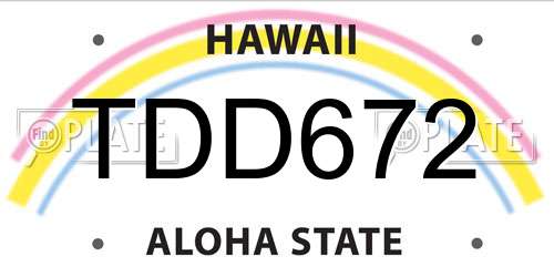 TDD672 Hawaii License Plate