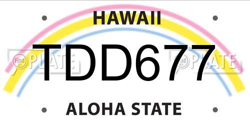 TDD677 Hawaii License Plate