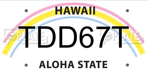TDD67T Hawaii License Plate