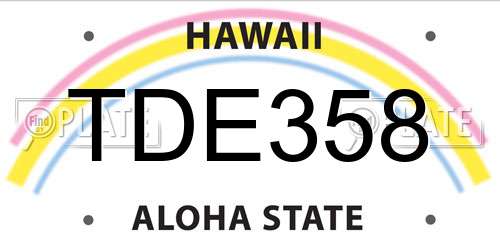 TDE358 Hawaii License Plate