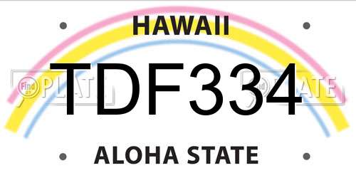 TDF334 Hawaii License Plate
