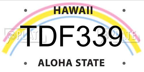 TDF339 Hawaii License Plate