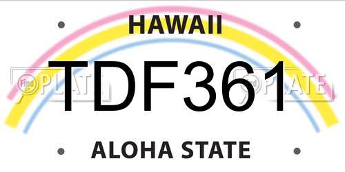 TDF361 Hawaii License Plate