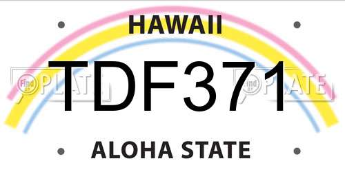 TDF371 Hawaii License Plate