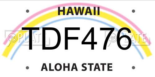 TDF476 Hawaii License Plate
