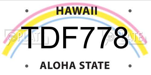 TDF778 Hawaii License Plate