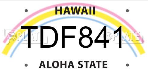 TDF841 Hawaii License Plate