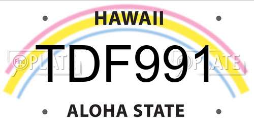 TDF991 Hawaii License Plate