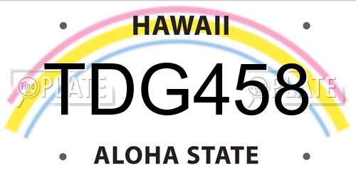 TDG458 Hawaii License Plate
