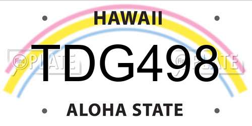 TDG498 Hawaii License Plate