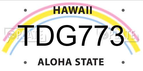 TDG773 Hawaii License Plate