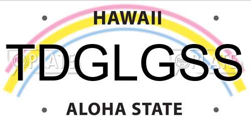 TDGLGSS Hawaii License Plate