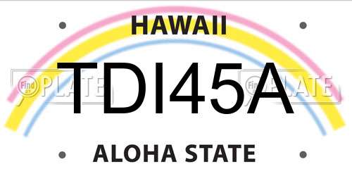 TDI45A Hawaii License Plate