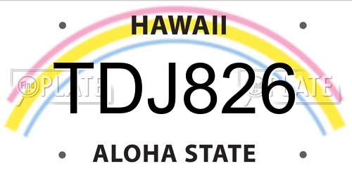 TDJ826 Hawaii License Plate