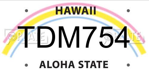 TDM754 Hawaii License Plate