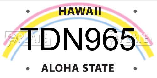 TDN965 Hawaii License Plate